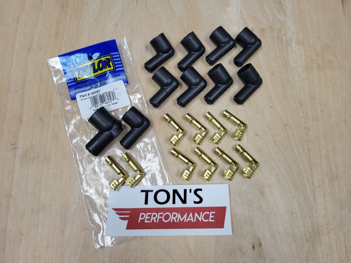 Taylor Cable 46057 Distributor Boot & Terminal Kit 90 Black Female