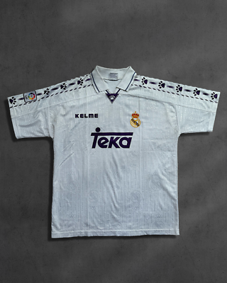 1996/97 RAUL #7 Real Madrid KELME Home Vintage Soccer Jersey (L