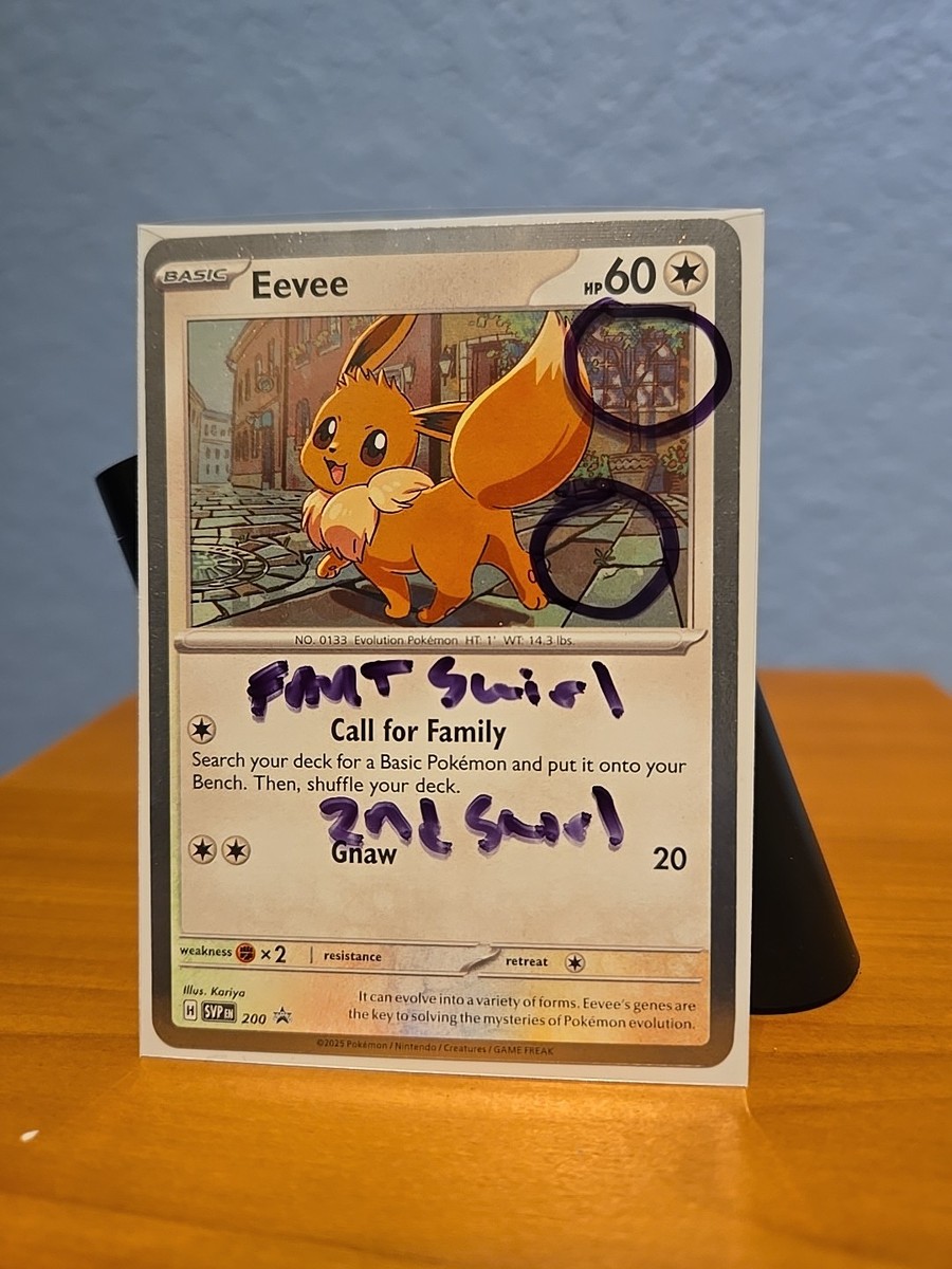 Pokemon Eevee ~Fart Swirl~ SVP 200 Cosmo Holo Near Mint Black Star