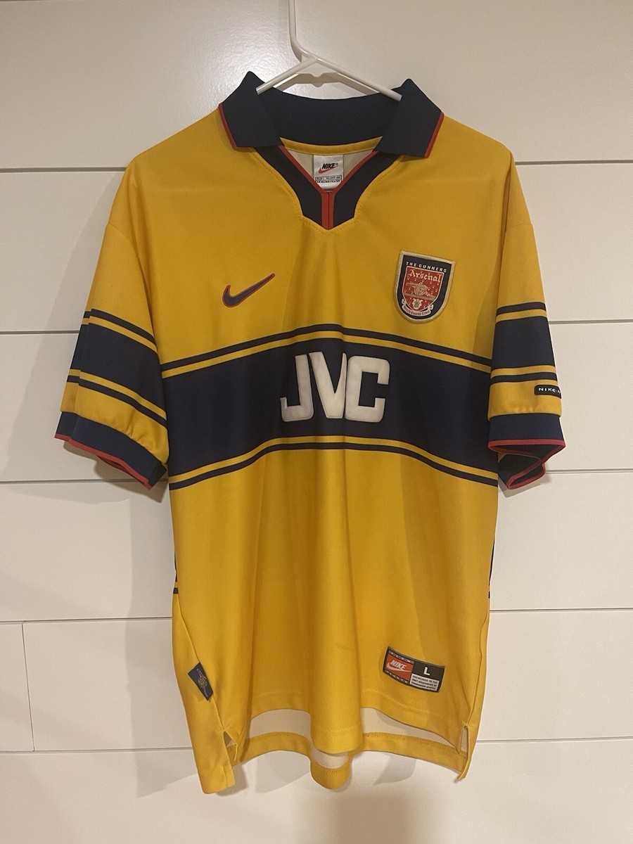Arsenal Away 1997-1999 Nike Shirt Jersey Top Football Club Yellow