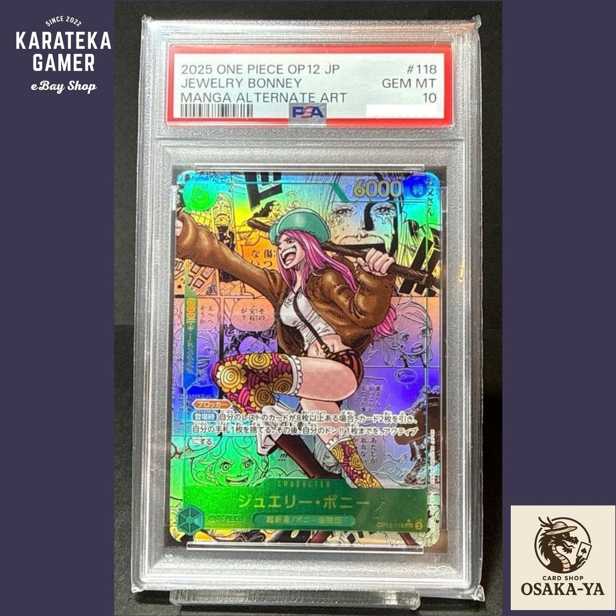 PSA 10 Bonney OP12-118 Manga Alt Art Comic Parallel ONE PIECE Card