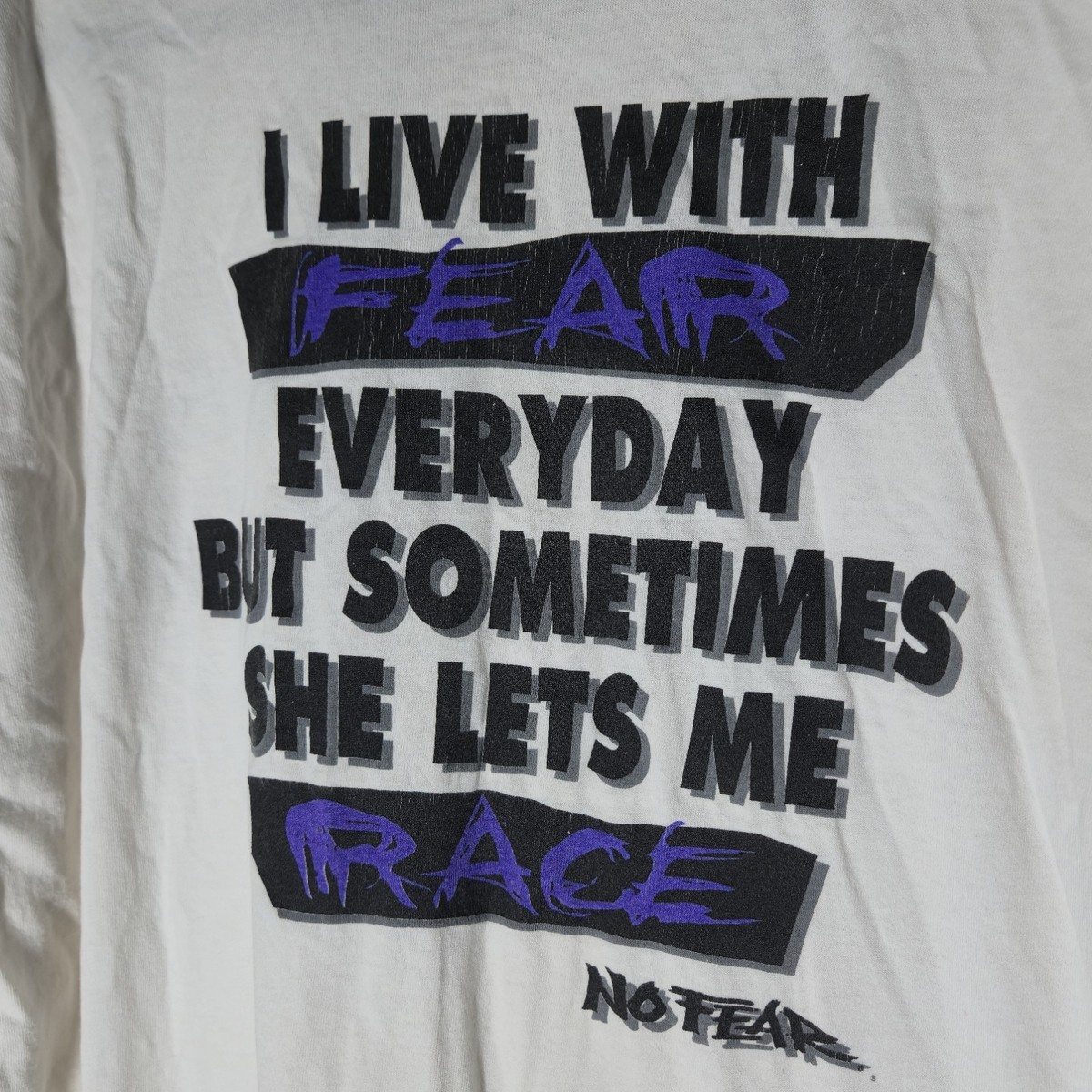 Vintage 90s NO FEAR T-Shirt White Size 2XL Single Stitch USA Made