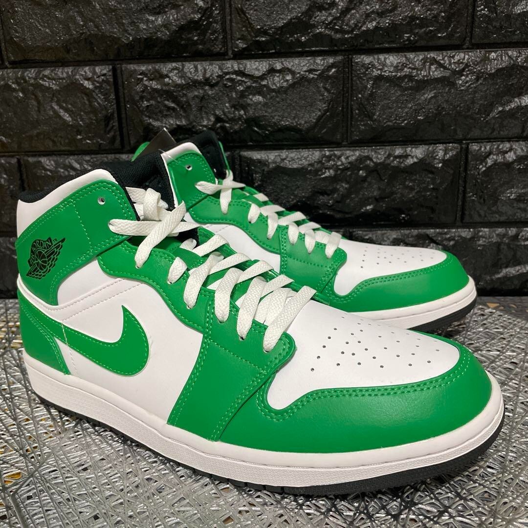 Nike Sneakers Shoes Air Jordan 1 Mid Lucky Green White Men's US12