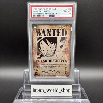 PSA 10 Luffy OP13-118 SEC Wanted SP Alt Art Carrying on His Will