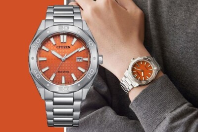Citizen Eco-Drive BM7630-80Z Orange Analog Octagonal Design Solar