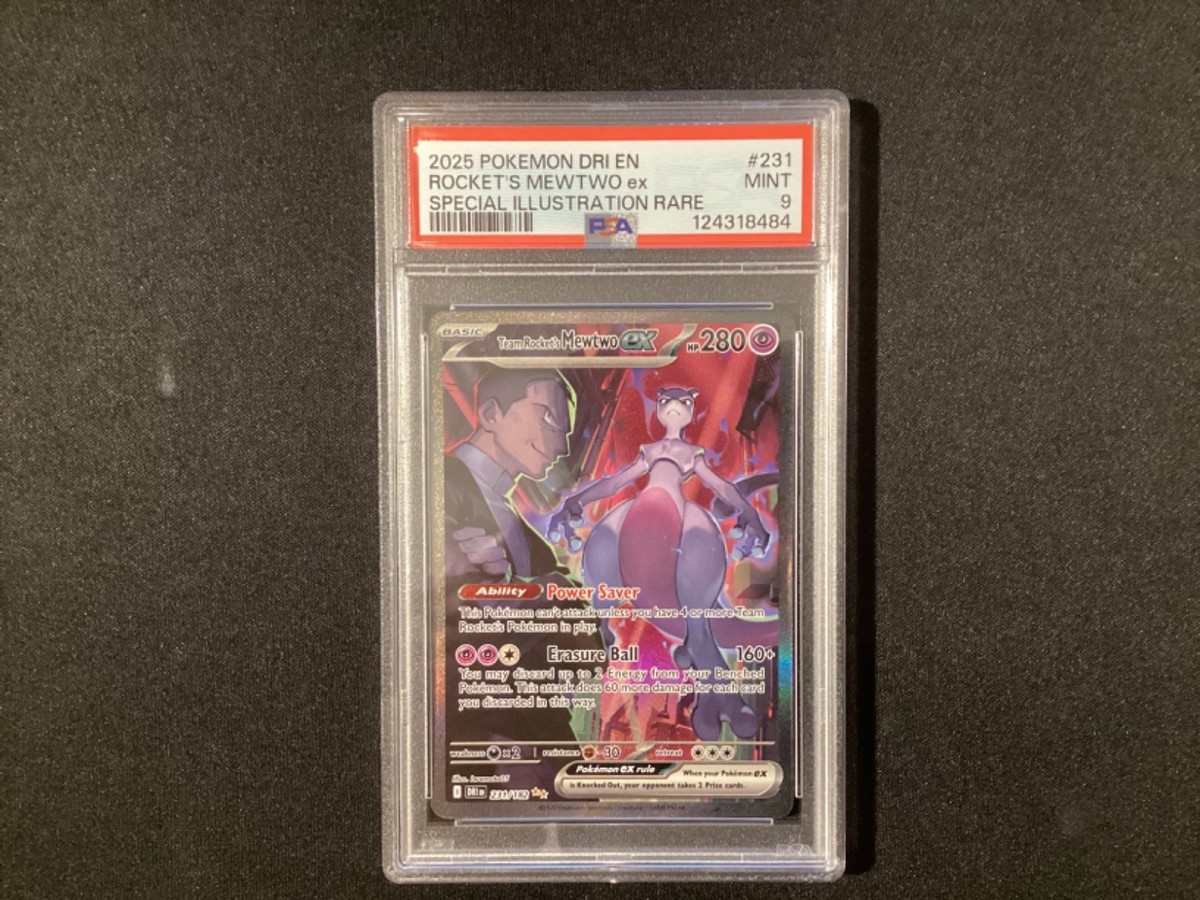 Team Rocket's Mewtwo ex 231/182 Sv10: Destined Rivals Holo PSA 9