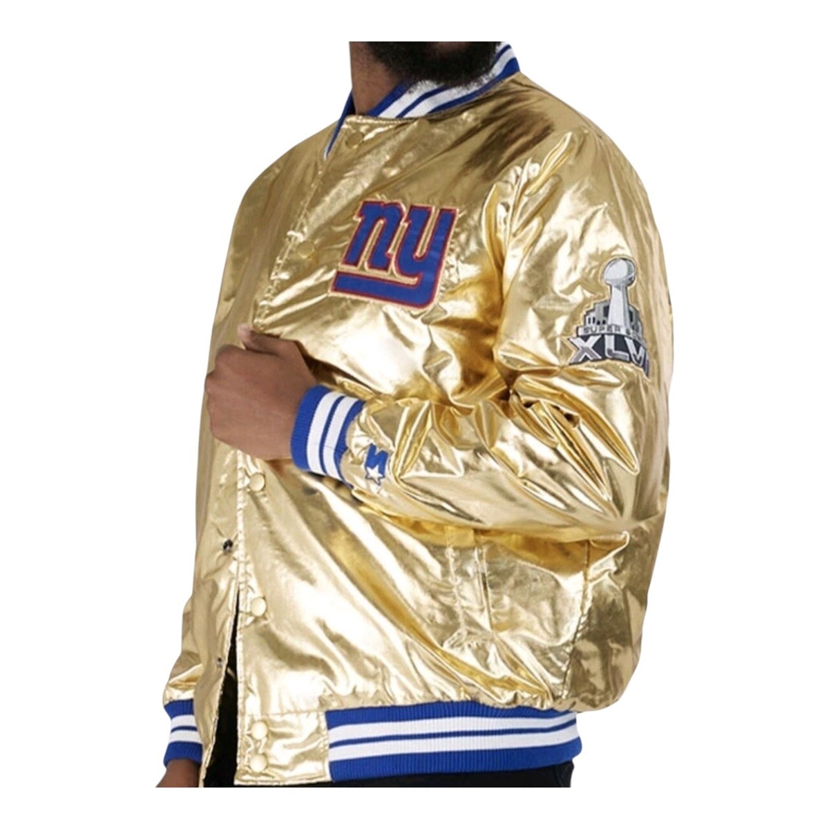Starter Jacket New York Giants Gold Satin Super Bowl XLVI New