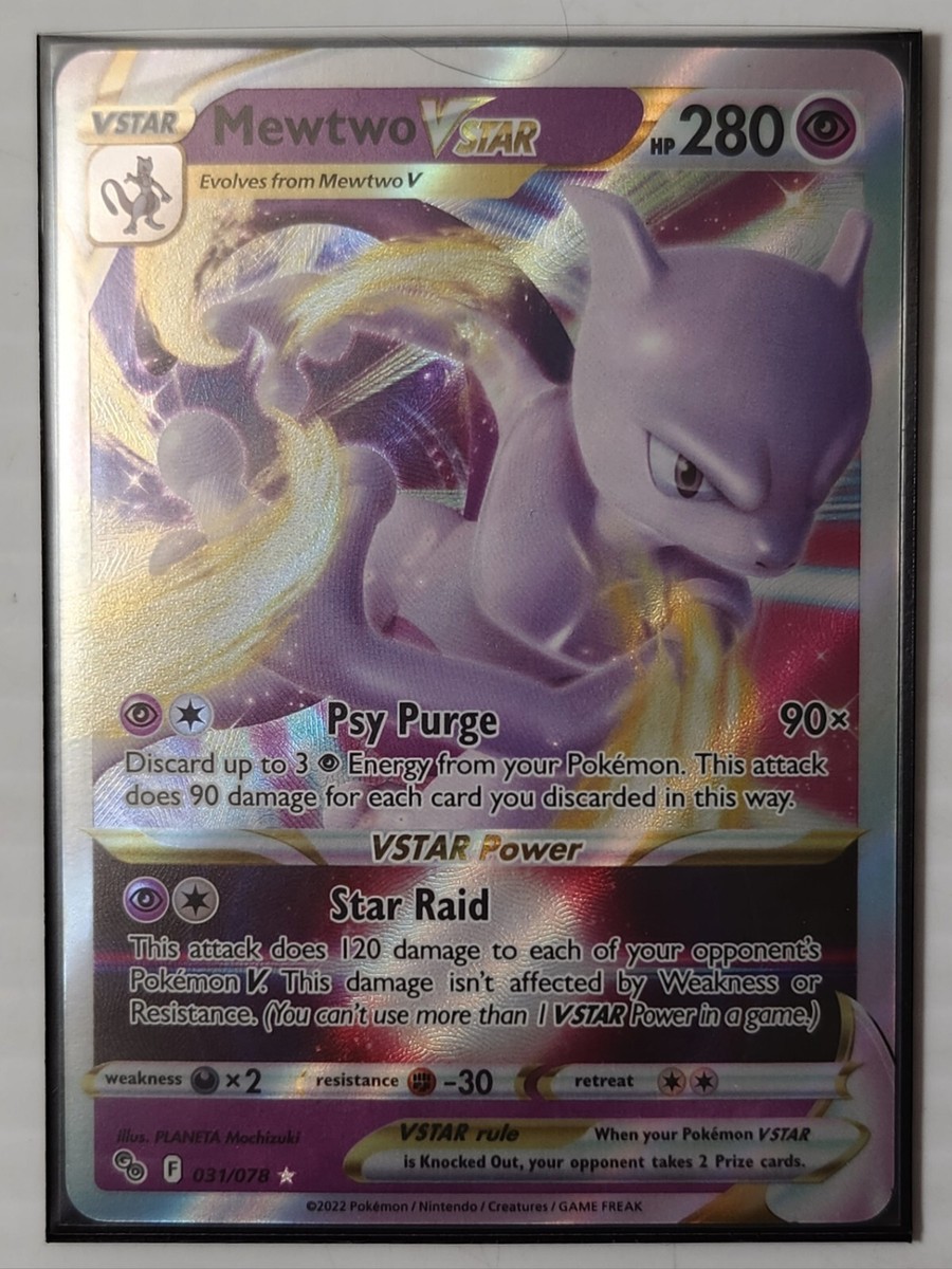 Pokémon Mewtwo VStar HP280 Holo Rare 031/078 Pokémon Go 2022 PF NM