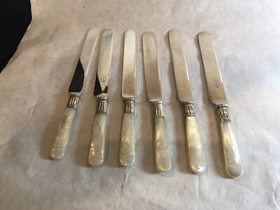 Set 6 Harrison Bros & Howson Sheffield Mother Pearl Handle Knives