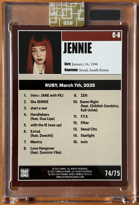 2025 Complex x GAS Trading Cards JENNIE KIM Green Foil /75