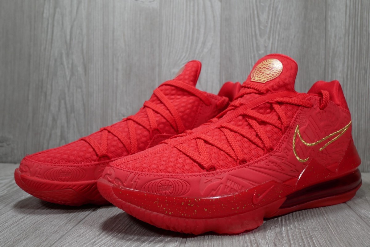 New Nike Lebron 17 XVII Low Triple Red Gold Titan Shoes CD5008-600
