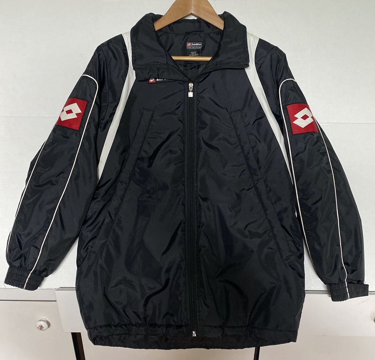 LOTTO Italian Sport Design Zip Track Jacket Size YL Black | eBay