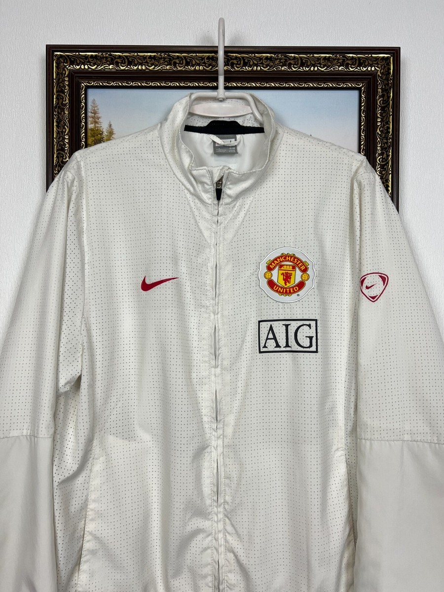 Vintage Nike AIG Manchester United Football Jacket Soccer White
