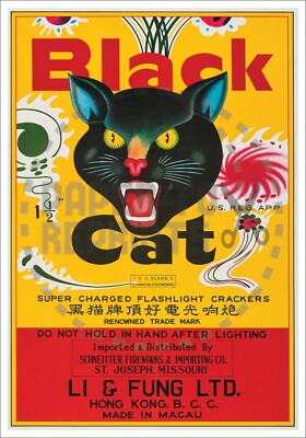 BLACK CAT FIREWORKS LABEL POSTER - VINTAGE REPRINT | eBay