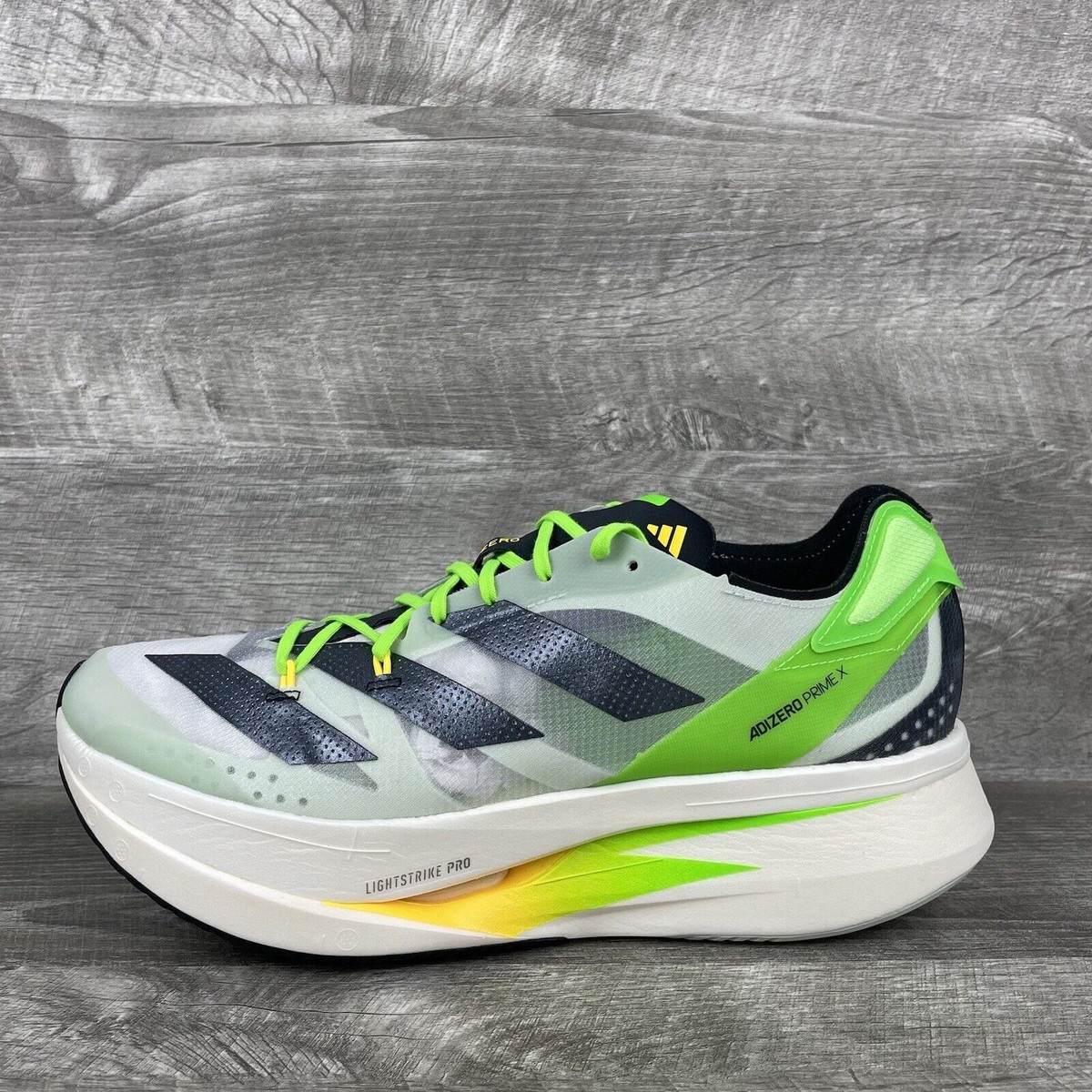 ADIDAS ADIZERO PRIME X RUNNING SHOES WHITE LINEN GREEN ALL SIZES