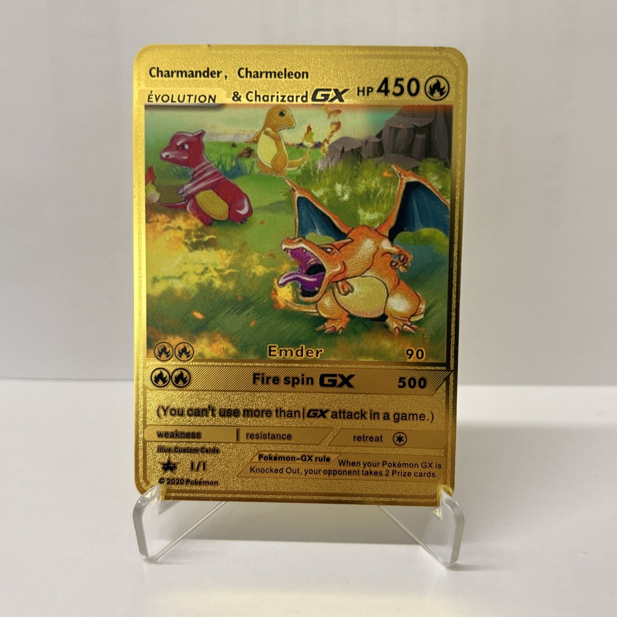 Metal Pokémon EVOLUTION & Charizard GX HP450 Gold Card-Collectible