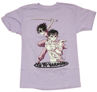 Yu Yu Hakusho Mens T-Shirt - White Purple Tinted Duo Over Logo | eBay