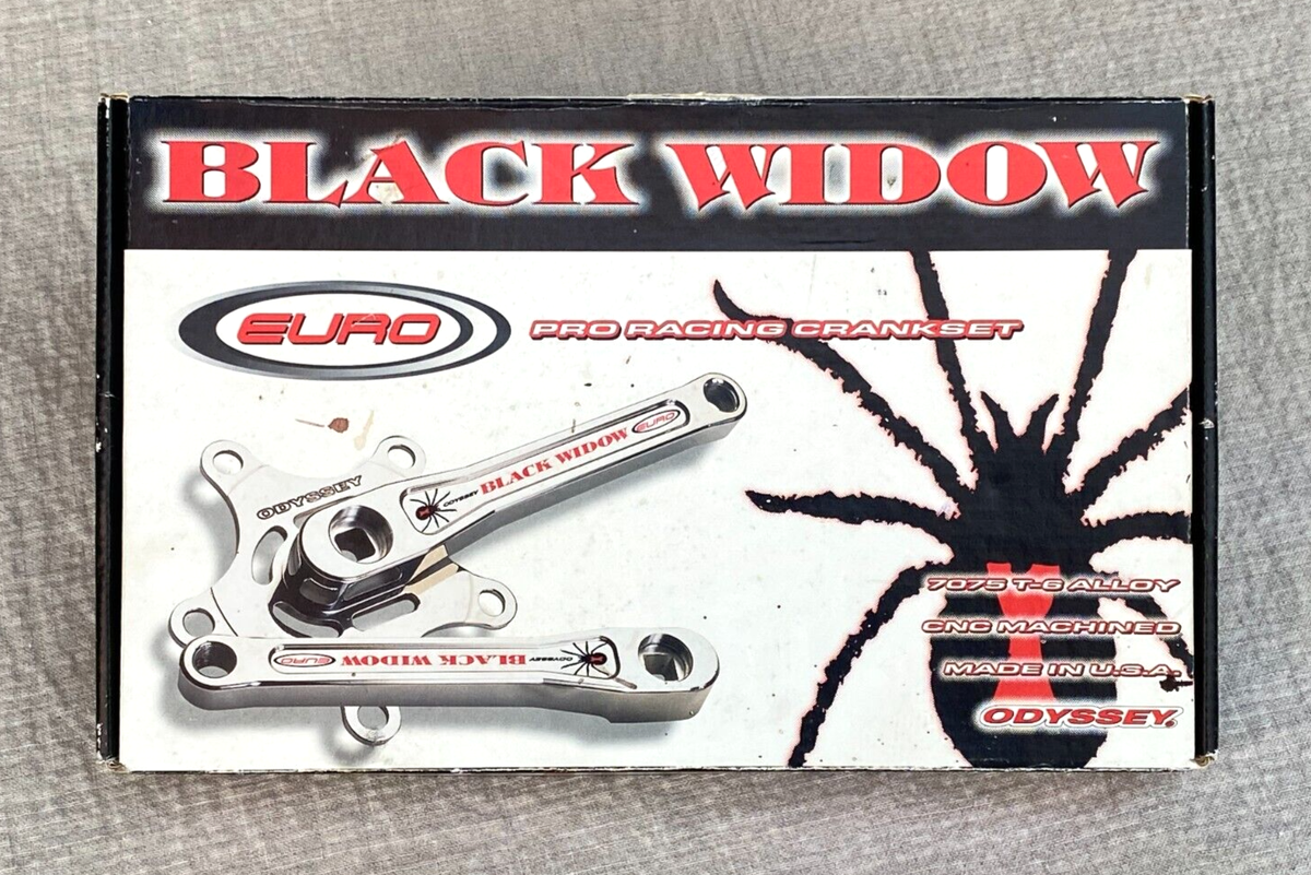 Vintage Odyssey Black Widow Euro Crank Set 155mm High Polish Made