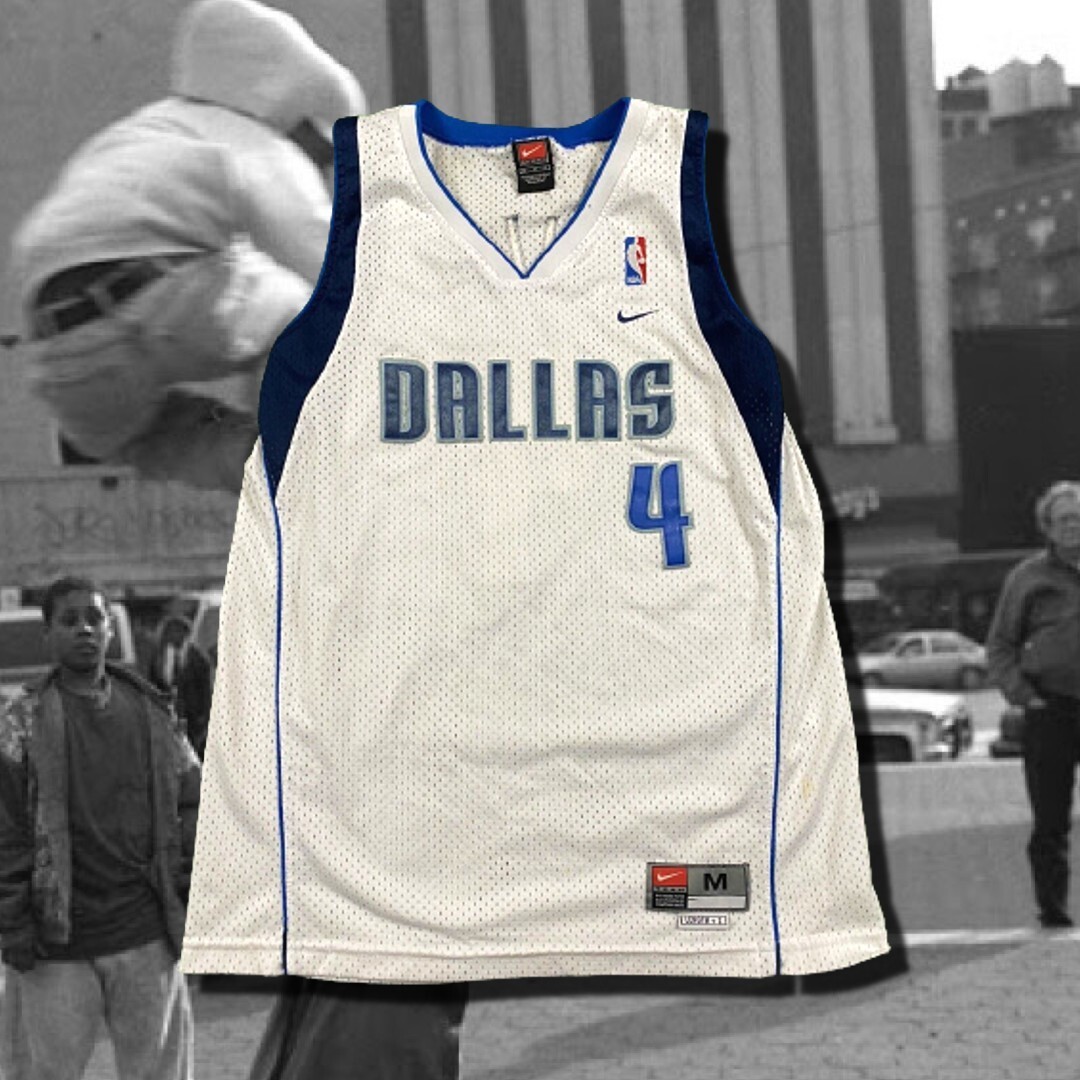 Michael Finley #4 Dallas Mavericks White 90s Nike Jersey Sz M