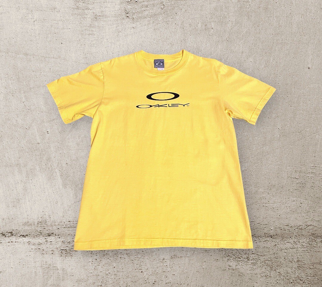 Oakley Software Center Logo Yellow T-Shirt 90's Mens Size Large | eBay