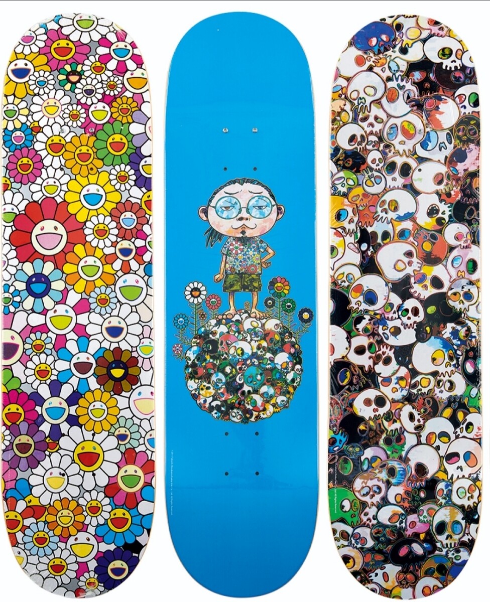 Takashi Murakami Flower Skateboard Decks Blue Pink ComplexCon 3set