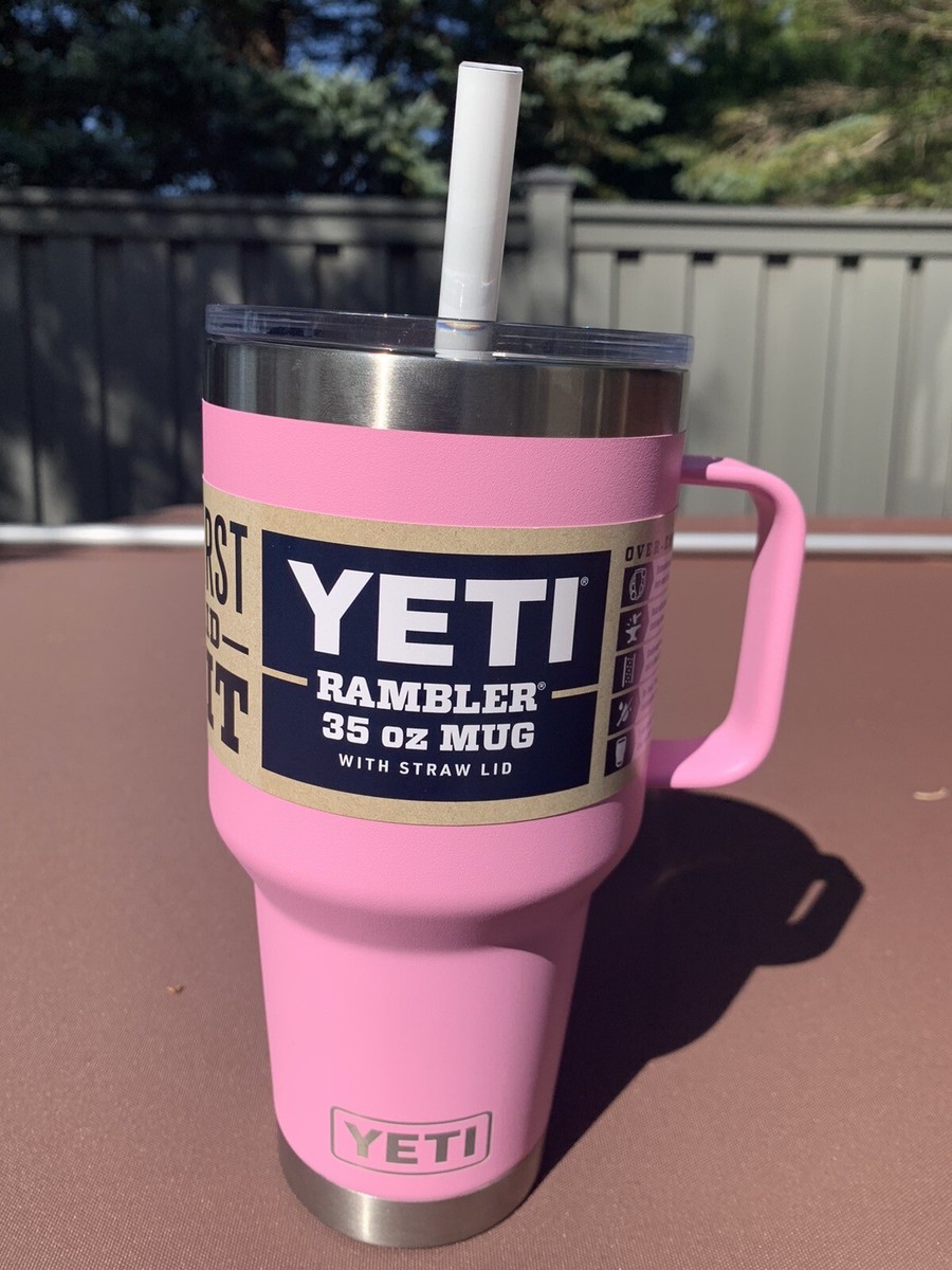 YETI 35 oz mug Power Pink STRAW LID Rambler Mug Cup Handle Limited