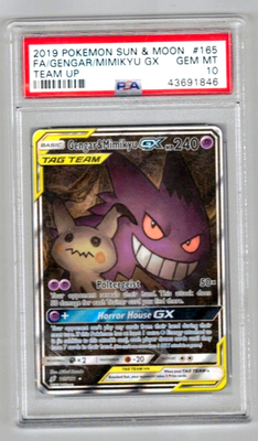 Pokemon Card PSA 10 Gem Mint Gengar & Mimikyu GX 165/181 Team Up