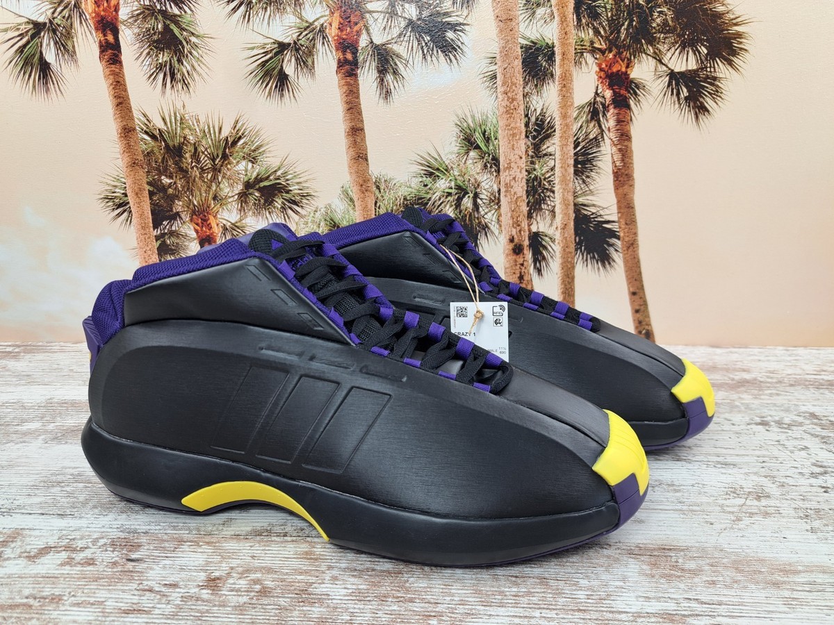 Adidas Crazy 1 Kobe Bryant Black Yellow Basketball Shoes Mens Size