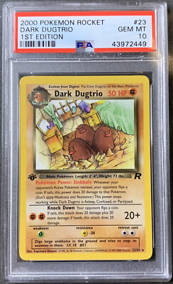 Pokémon Card 1st Ed. Dark Dugtrio Rare PSA 10 Gem Mint, Team