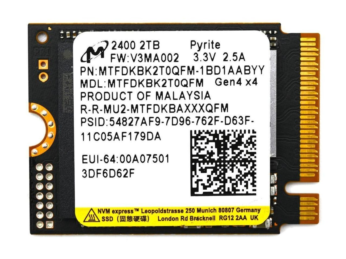 Micron 2400 2TB MTFDKBK2T0QFM-1BD1AABYYR M.2 2230 NVMe PCIe 4.0x4