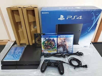 Sony PlayStation 4 PS4 CUH-1200A 500GB Jet Black w/games Excellent
