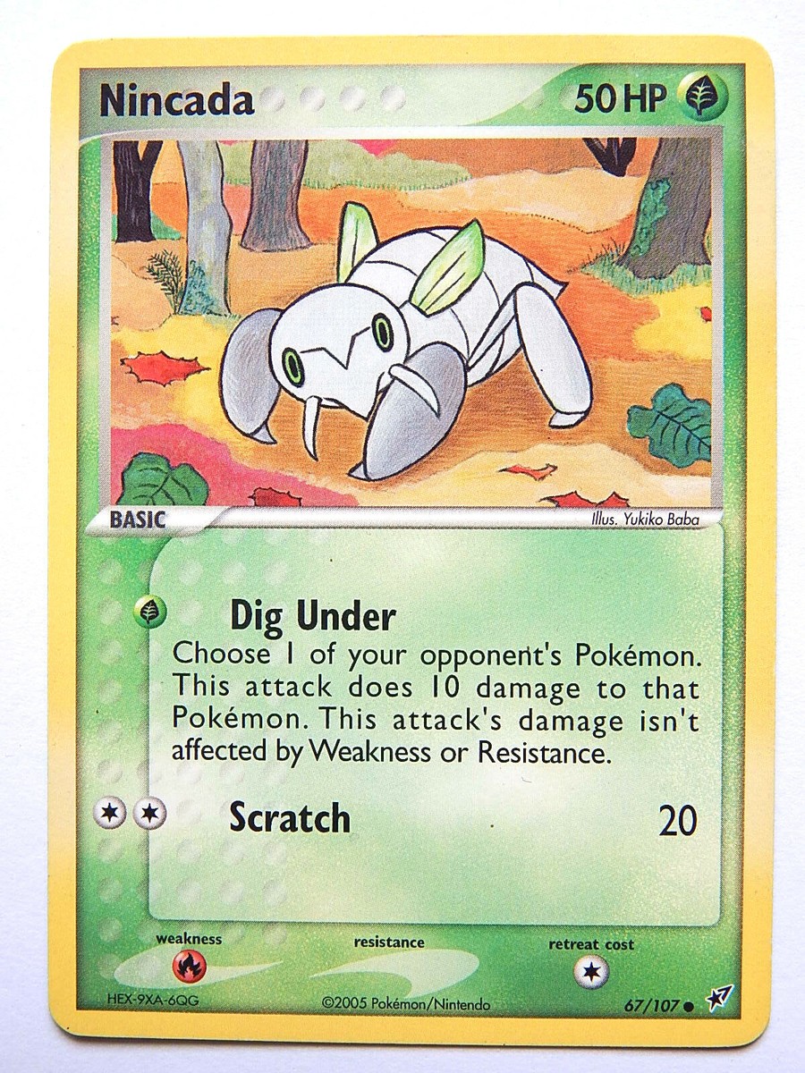 Nincada 67/107 (LP, Pokemon Card, EX Deoxys, 2005, Grass, Common