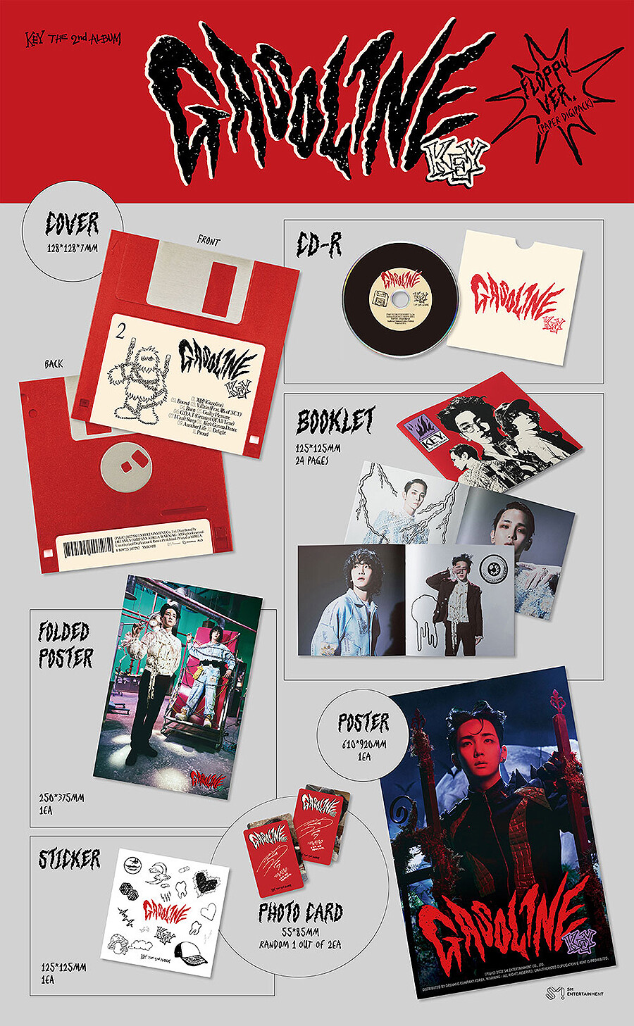 SHINEE KEY GASOLINE 2nd Album VHS/FLOPPY CD+POSTER+Photo Book+Card