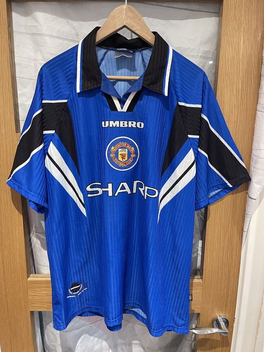 Manchester United Man Utd 1996 1997 Blue Away Football Shirt Umbro