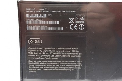 Apple TV (4th Generation) 64GB HD Media Streamer - A1625 for sale