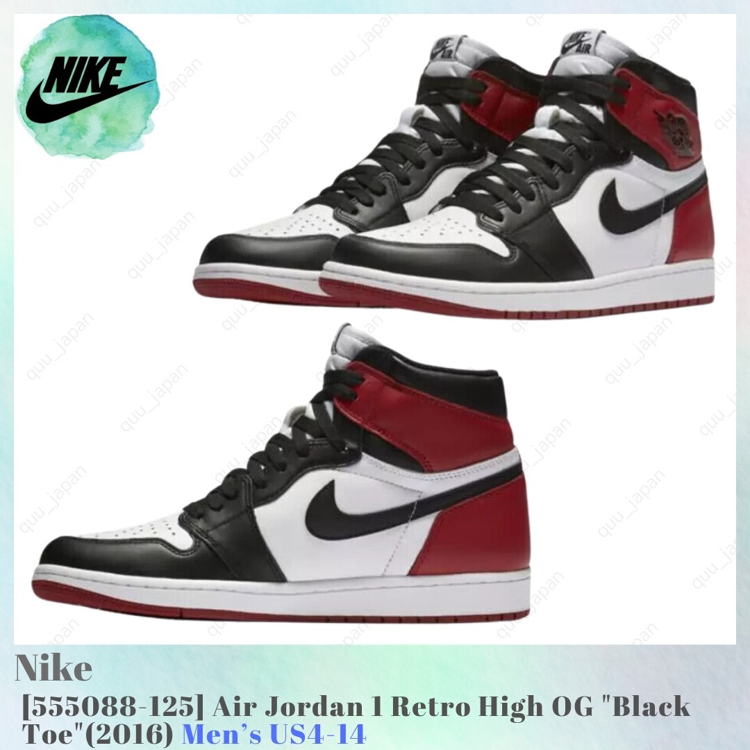 Nike Air Jordan 1 Retro High OG Black Toe 2016 555088-125 Men's