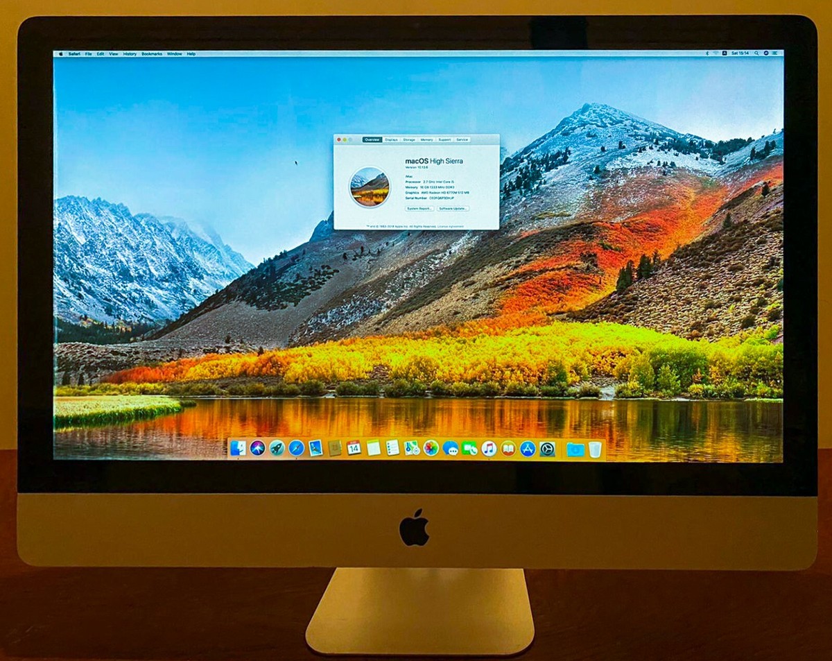 Apple iMac (A1312) 27 Inch High Sierra Intel 2.7Ghz i5 1TB HDD