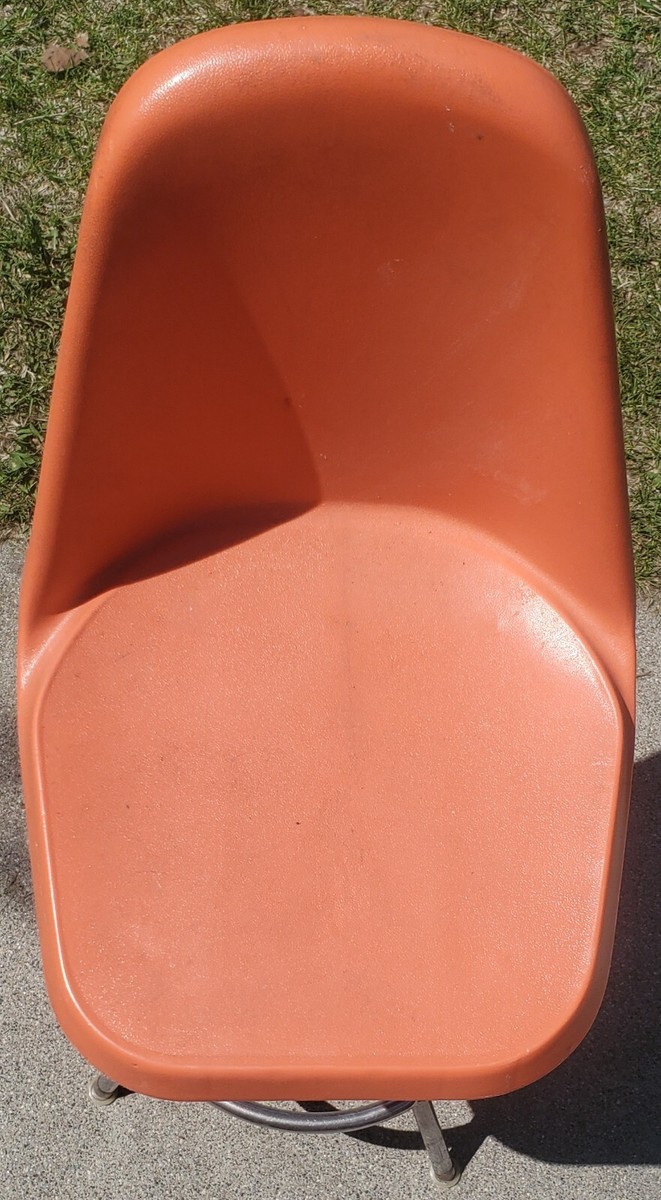 Vintage Orange ComfortLine 60-70s Vinyl Swivel Stool Kitchen MCM