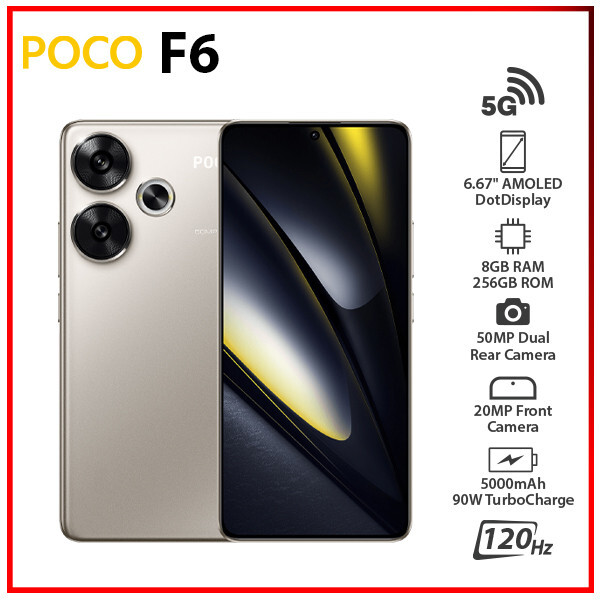 Unlocked) Xiaomi POCO F6 5G TITANIUM 8GB+256GB Dual SIM Android