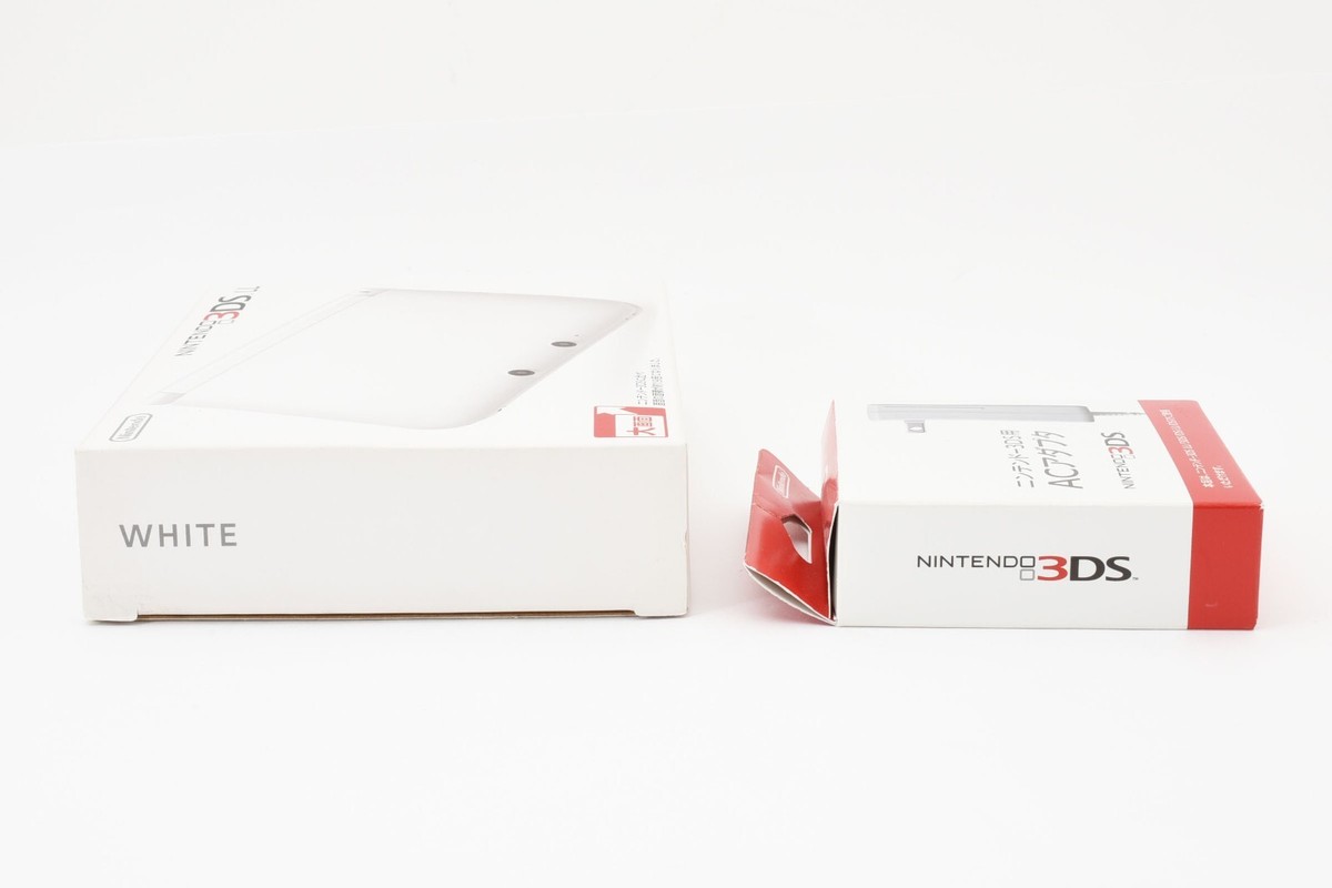 Nintendo 3DS XL LL Console White w/Box Adapter SD Card Tested Good