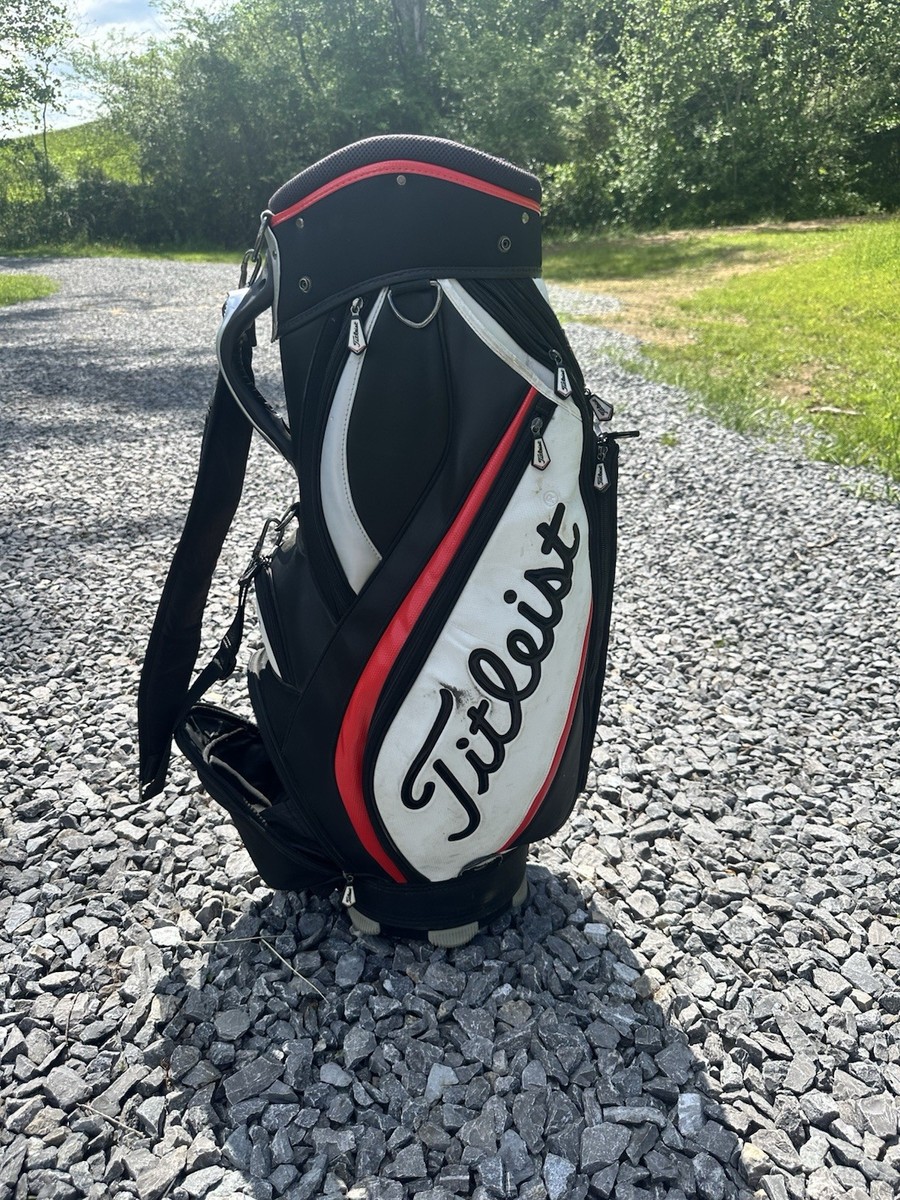 Titleist Midsize Black White And Red Staff Golf Bag w/ Rain Hood 6