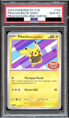 PSA 10 Pikachu Batik 154/SV-P Berkemeja Indonesia Journey Promo
