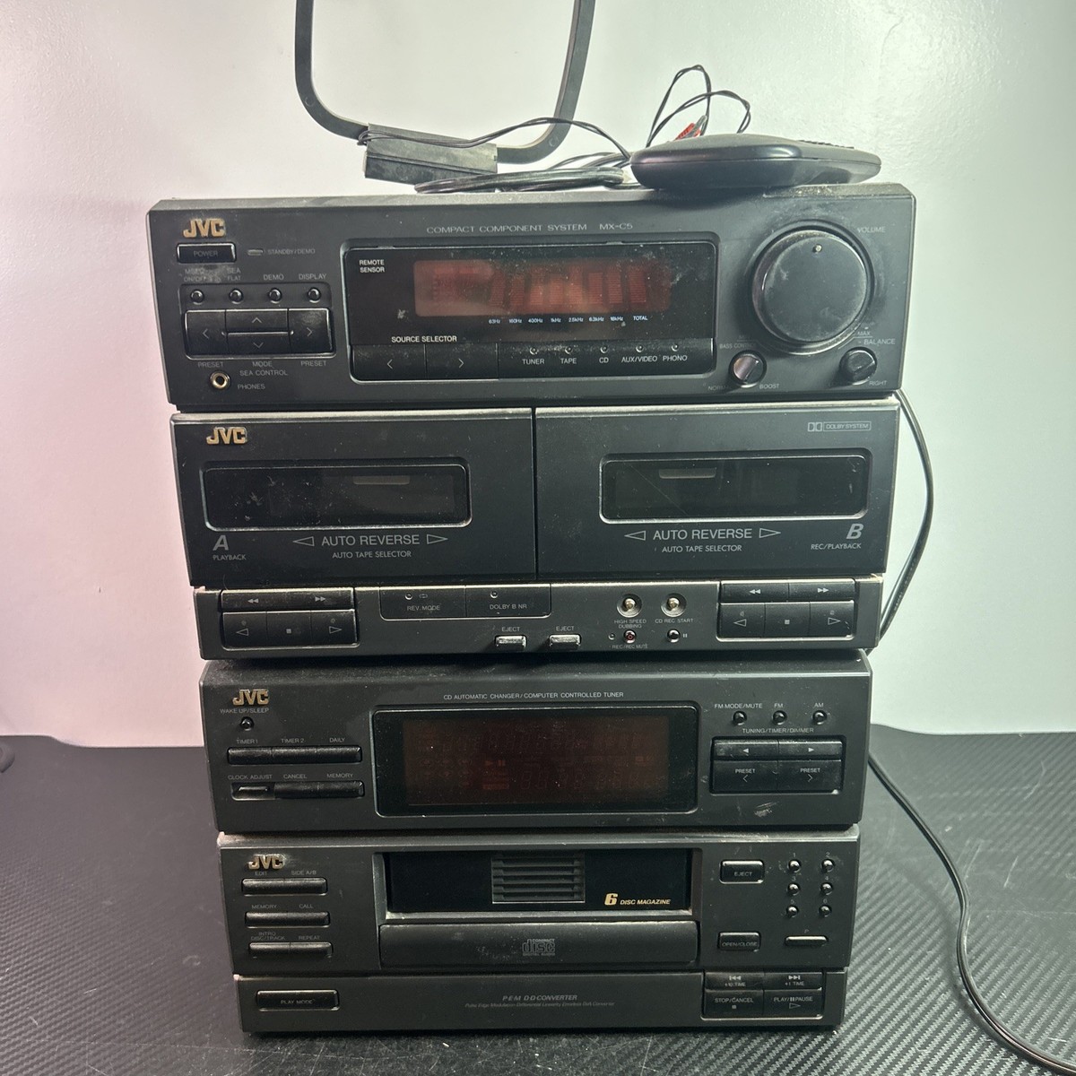 JVC MX-C5 Compact Component System 6+1 CD Changer/ Dual Tape *Read