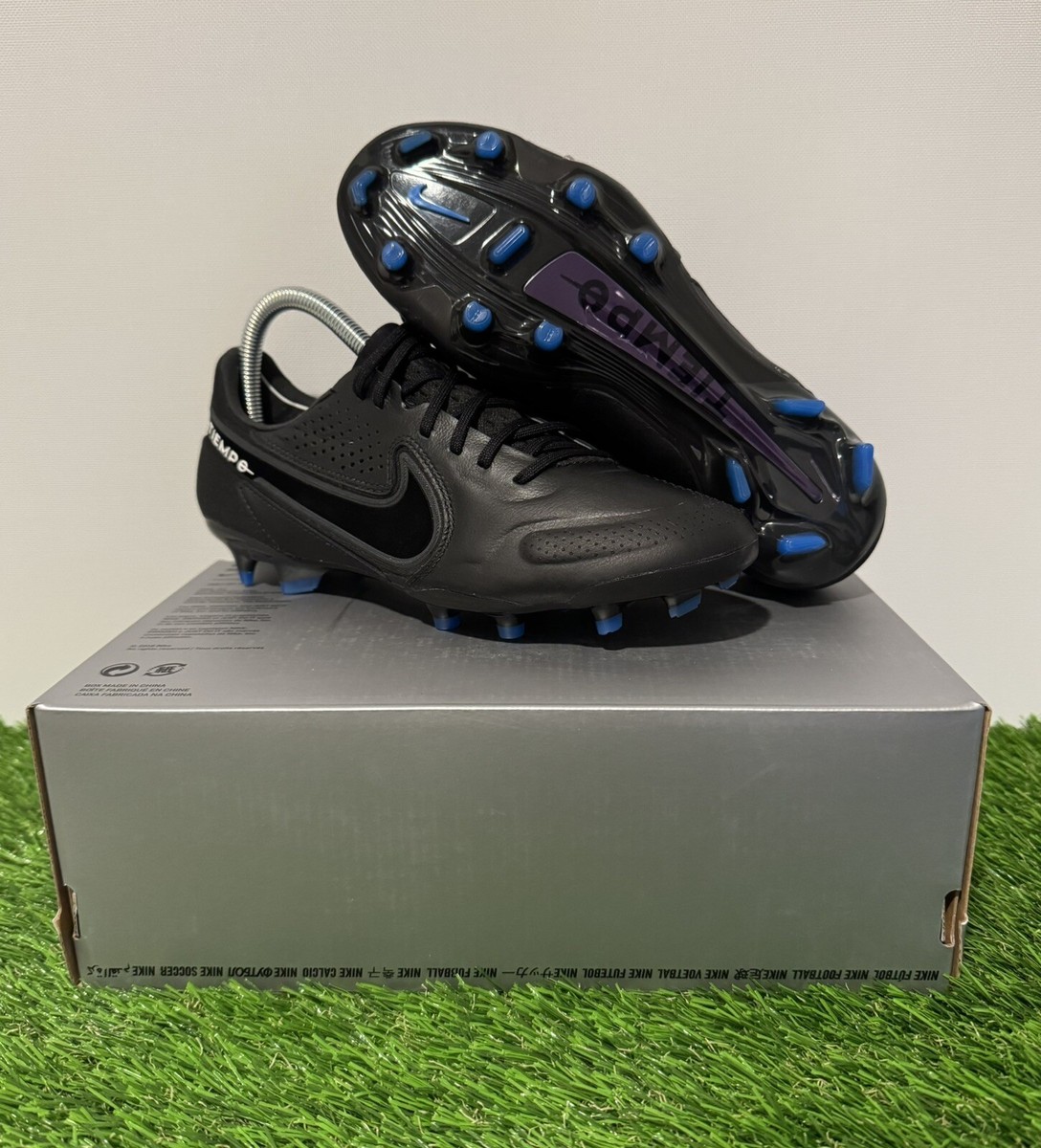 Nike Tiempo Legend 9 Elite FG Black Dark Smoke Grey Size 5.5M/7W
