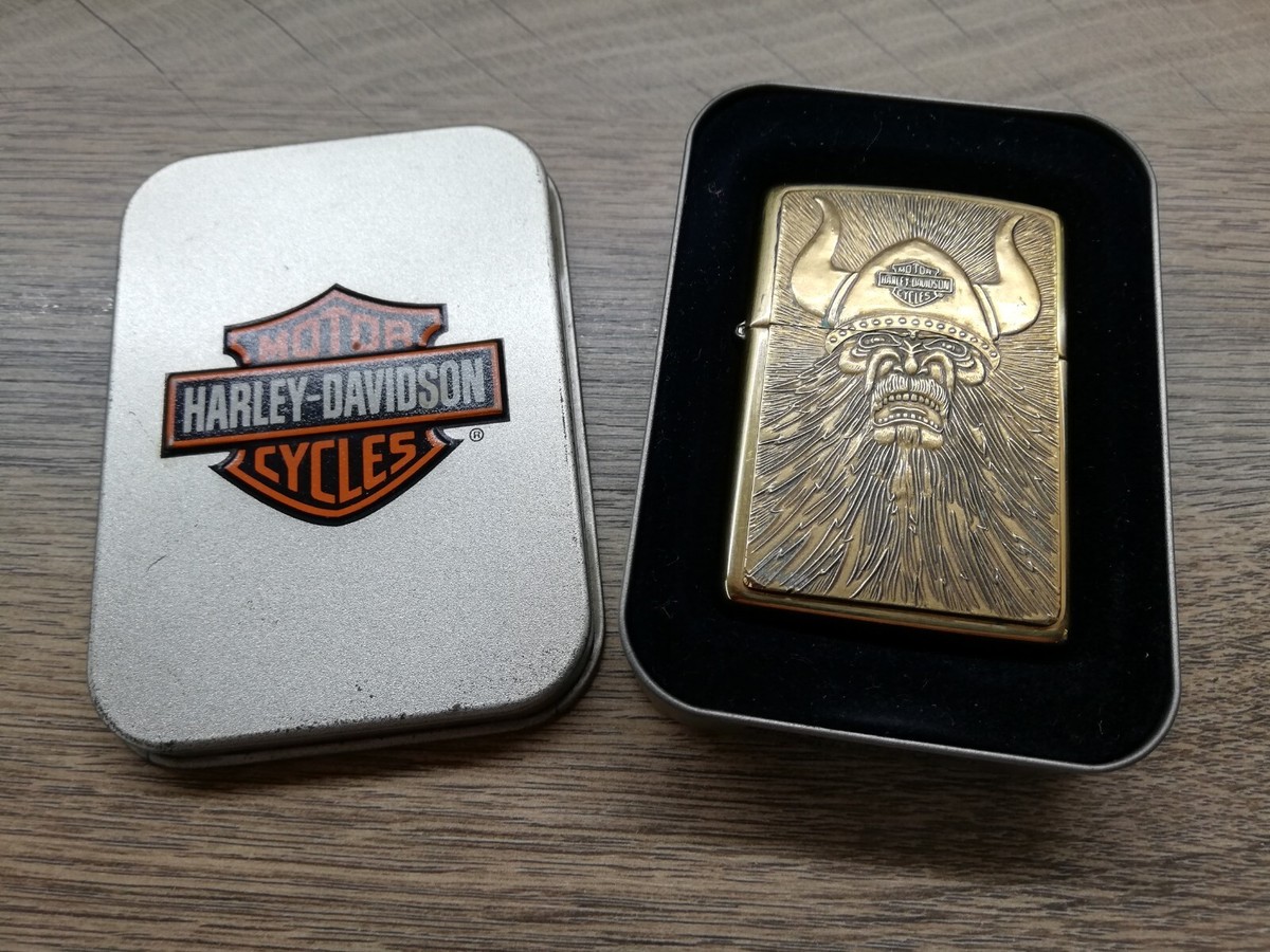 VTG RARE 1995 BRASS ZIPPO BARRETT SMYTHE HARLEY DAVIDSON VIKING