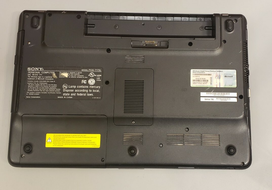 Sony VAIO PCG-7173L Intel Core 2 Duo 1GB RAM 0GB HDD CRACKED