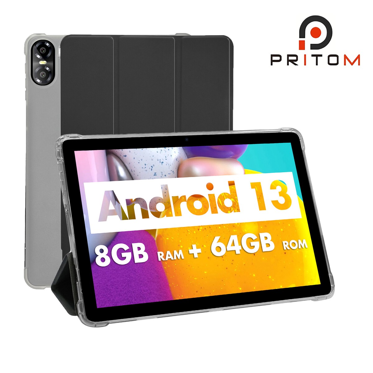 PRITOM 10 inch Tablet PC Android 13 Pad Octa-Core 5G WiFi 8GB RAM