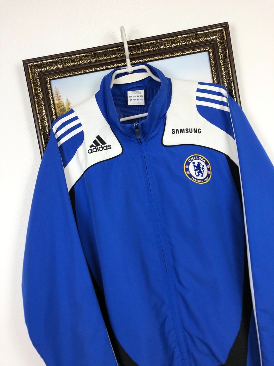 Vintage Adidas Chelsea Football Jacket Soccer Track Top Blue Mens