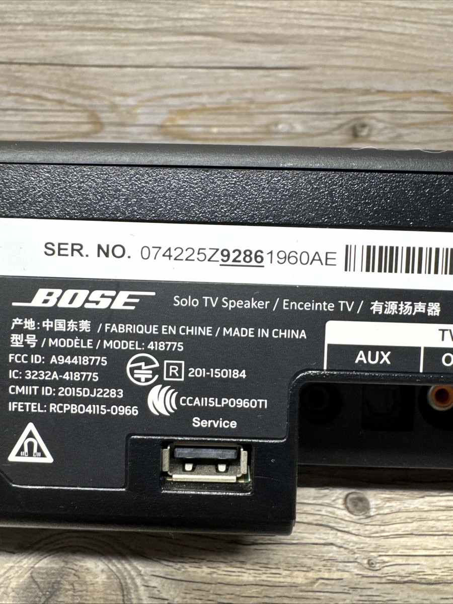 Bose Solo TV Speaker Soundbar Model 418775 - Black - No Remote