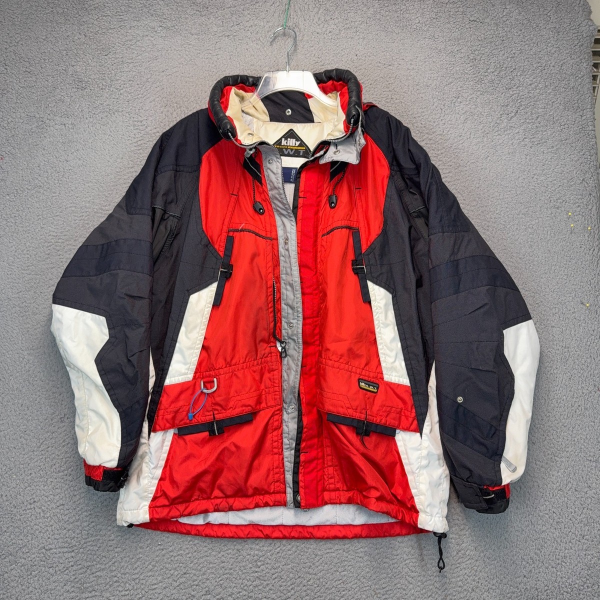 Killy Ski Jacket Mens 42 Red Black Polyester A.W.T. RECCO Vented